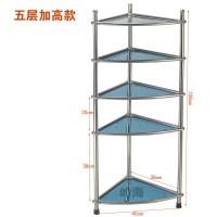 不锈钢洗脸盆收纳架子厨房浴室三角置物架卫生间多层落地式放盆架|5层加高加强[板款]