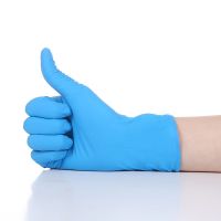 食品一次性手套女丁腈厨房餐饮加长加厚塑胶皮美容乳胶橡胶实验室|天蓝色-高弹-100只盒装 L大号