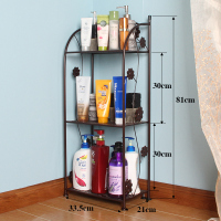 铁艺浴室置物架 落地卫生间厕所脸盆架 洗手间卫浴收纳储物架层架|三层古铜色[加高版]可放大瓶沐浴露