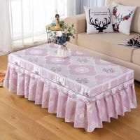 支持定做欧式蕾丝茶几桌布客厅长方形茶几罩现代简约茶几防尘套子|凤奕紫 140*75*40