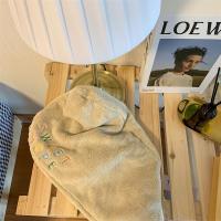 馨帮帮 可爱刺绣草莓干发帽洗发速干毛巾吸水包头干发巾擦头巾女|卡其色字母