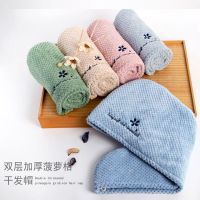双层干发帽女长发干发巾吸水加厚裹头巾短发巾妈妈家务帽|双层刺绣藕粉
