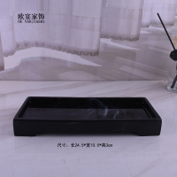 欧式卫浴洗漱用品套件样板房浴室用品摆件洗手液瓶香薰托盘|紫色24.5X10.5水墨黑
