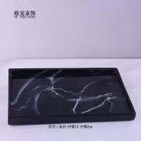 欧式卫浴洗漱用品套件样板房浴室用品摆件洗手液瓶香薰托盘|水墨黑平底中托盘