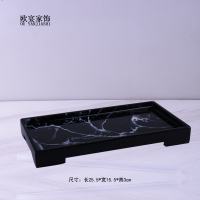欧式卫浴洗漱用品套件样板房浴室用品摆件洗手液瓶香薰托盘|黑色水墨黑带角中托盘