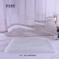 欧式卫浴洗漱用品套件样板房浴室用品摆件洗手液瓶香薰托盘|珍白平底大托盘