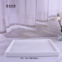 欧式卫浴洗漱用品套件样板房浴室用品摆件洗手液瓶香薰托盘|乳白色平底大托盘