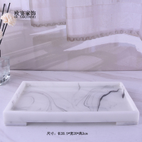 欧式卫浴洗漱用品套件样板房浴室用品摆件洗手液瓶香薰托盘|仿大理石带角大托盘