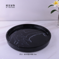 欧式卫浴洗漱用品套件样板房浴室用品摆件洗手液瓶香薰托盘|荧光黄水墨黑圆盘直径25