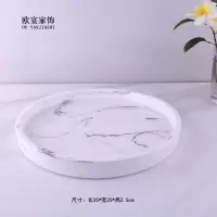 欧式卫浴洗漱用品套件样板房浴室用品摆件洗手液瓶香薰托盘|紫红色仿理石圆盘直径25