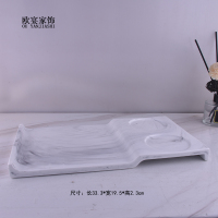 欧式卫浴洗漱用品套件样板房浴室用品摆件洗手液瓶香薰托盘|香槟色仿大理石S形盘