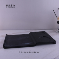 欧式卫浴洗漱用品套件样板房浴室用品摆件洗手液瓶香薰托盘|藕色水墨黑S形盘