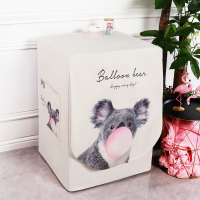 海尔小天鹅美的松下洗衣机罩防水防晒防尘棉麻复古洗衣机套罩滚筒|深灰色气球熊 6-8公斤(宽60厚55高85cm)