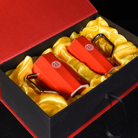 新婚红色结婚庆用品漱口水杯洗漱杯套装婚礼情侣刷牙杯子一对定制|双囍对杯+礼盒送牙刷