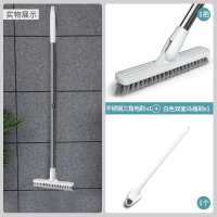 卫生间刷地刷子长柄硬毛地板刷神厕所瓷砖清洁刷浴室墙面缝隙器|不锈钢连接款三角地刷+白色双面马桶刷