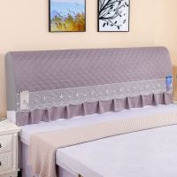 全包床头罩床头套简约夹棉加厚实木皮床头防尘罩保护套床头柜盖巾|弹力全包-灰 [床头]2.4米63