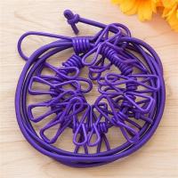 伸缩晾衣绳免打孔 带夹子晒衣绳 户外旅行晾衣服绳子 防风晒被绳|紫色