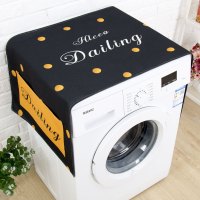 北欧大理石现代简约冰箱罩防尘防晒滚筒洗衣机盖布防水床头柜盖巾|黑底黄点 55X140CM(升级防水)