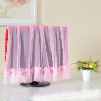 毛绒可爱电脑罩套24液晶显示器防尘罩五件套开机不取电脑桌布|红色一件套(前纱) 24-27英寸通用