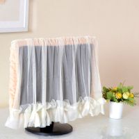 毛绒可爱电脑罩套24液晶显示器防尘罩五件套开机不取电脑桌布|黄色一件套(前纱) 24-27英寸通用