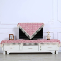 可支持定做电视柜布台布桌布防尘罩布艺鞋柜罩布罩|吉祥如意红水溶边 60*240（含花边尺寸）