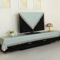 可支持定做电视柜布台布桌布防尘罩布艺鞋柜罩布罩|吉祥如意绿水溶边 50*210(含花边尺寸)