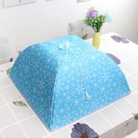 冬季大号保温菜罩铝箔家用折叠防尘餐桌罩遮盖热饭菜食物的菜罩子|蓝色雪花方形51x51cm