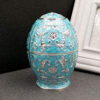 俄罗斯牙签筒欧式创意家用高档客厅自动按压式客厅餐厅复古牙签盒|欧式银蓝