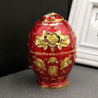 俄罗斯牙签筒欧式创意家用高档客厅自动按压式客厅餐厅复古牙签盒|红底金花B