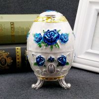 俄罗斯牙签筒欧式创意家用高档客厅自动按压式客厅餐厅复古牙签盒|3脚银蓝花