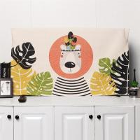 电视机罩子棉麻家用布艺防尘罩套55英寸挂式盖布液晶曲面电视盖巾|桔红色卡通狮 32英寸