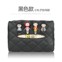 车载抽纸盒创意汽车抽纸袋餐巾纸盒车用挂式遮阳板扶手箱纸巾盒|黑色-小丸伙伴纸巾盒(送纸巾一包)