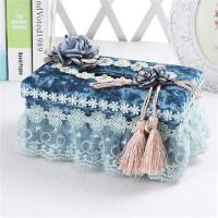 布艺多功能纸巾盒抽纸盒客厅茶几欧式遥控器收纳盒唯美流苏纸巾盒|流苏款纸巾盒蓝色