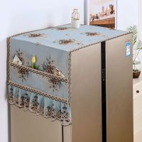 欧式冰箱防尘罩防尘布盖布保护罩微波炉洗衣机双开门单开门盖巾|流金岁月蓝绿 双开门冰箱宽60cm长180cm