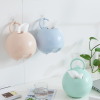 创意手提式台式两用纸巾筒家用塑料挂式纸巾桶客厅桌用纸巾盒|浅绿色1个+1个无痕粘钩