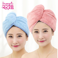 干发帽强力吸水女速干帽成人洗头毛巾快干包头巾擦头发神器|湖蓝+胭红