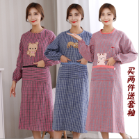 纯棉成人男女围裙罩衣卡通长袖厨房防油污家务烧饭做饭反穿衣