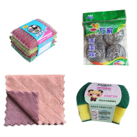厨房刷锅钢丝球家用清洁用品套装组合刷洗大王百洁布洗碗海绵抹布|抹布粉紫