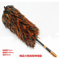 纯手工真鸡毛掸子家用除尘禅子清洁神器不掉毛伸缩车用除灰尘毯子|伸缩精品火驹加密加厚下翻伸缩手柄黑杆