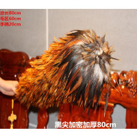 纯手工真鸡毛掸子家用除尘禅子清洁神器不掉毛伸缩车用除灰尘毯子|黑木柄精品火驹80cm