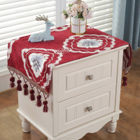 欧式床头柜盖巾雪尼尔电视柜布盖布防尘罩盖布多用巾小桌布小方巾|黛薇-红色 40*90cm(尺寸不包含吊穗)