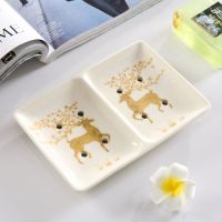 北欧陶瓷肥皂碟双碟双格肥皂盒沥水手工创意香皂盒香皂碟皂架皂托|不带底座 手提玫瑰花双碟(不沥水)