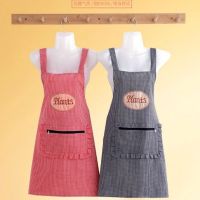韩版纯棉无袖背带围裙厨房防油污拉链兜成人罩衣时尚女工作服新款