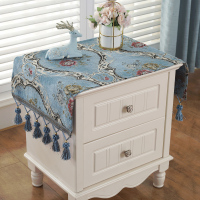 欧式床头柜盖巾雪尼尔电视柜布盖布防尘罩盖布多用巾小桌布小方巾|曼妮-浅蓝 50*80cm(尺寸不包含吊穗)
