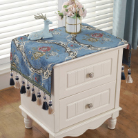 欧式床头柜盖巾雪尼尔电视柜布盖布防尘罩盖布多用巾小桌布小方巾|曼妮-宝蓝 40*50cm(尺寸不包含吊穗)