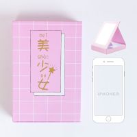 ins粉色少女桌面折叠化妆镜学生宿舍抽屉便携镜子带化妆品收纳盒|少女心-美少女