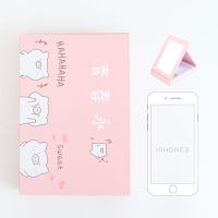 ins粉色少女桌面折叠化妆镜学生宿舍抽屉便携镜子带化妆品收纳盒|青春永猪