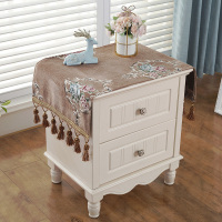 欧式床头柜盖巾雪尼尔电视柜布盖布防尘罩盖布多用巾小桌布小方巾|曼卡娜-咖啡 45*80cm(尺寸不包含吊穗)