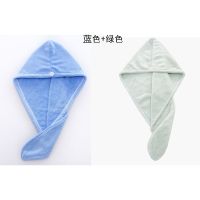 梦a干发帽吸水速干成人浴帽女干发巾吸水毛巾擦头发速干洗头帽|2条装-蓝色+豆绿色 单层加厚款