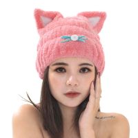 干发帽女网红吸水速干擦头发神器包头毛巾可爱干发巾儿童浴帽|粉色猫咪-1个装